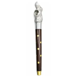 Sultan Dot Medwakh dark wooden Arabic pipe with silver head and brass dots Dubai UAE
