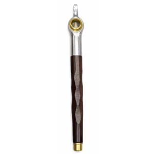 Brass Mahogany Medwakh Arabic wooden pipe with silver brass detailing in Dubai UAE