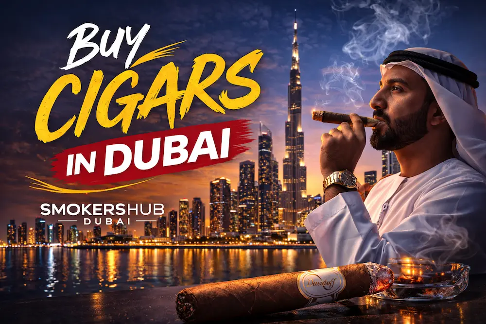 Buy Cigars in Dubai – Premium Cuban cigar with Burj Khalifa skyline | SmokersHub Dubai cigar shop
