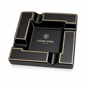CIGARLOONG Ashtray Luxury 4 Slot Black Ceramic Cigar Ashtray 198mm