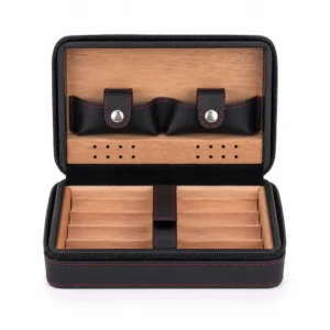 Cigar Travel Humidor Case with cedar wood interior for 4 cigars