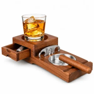 Luxury Wooden Cigar Ashtray Dubai 5-in-1 Whiskey Tray